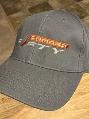 Bayside USA Made CAMARO 50th Anniversary Cap Hat Blue/Gray NWOTs